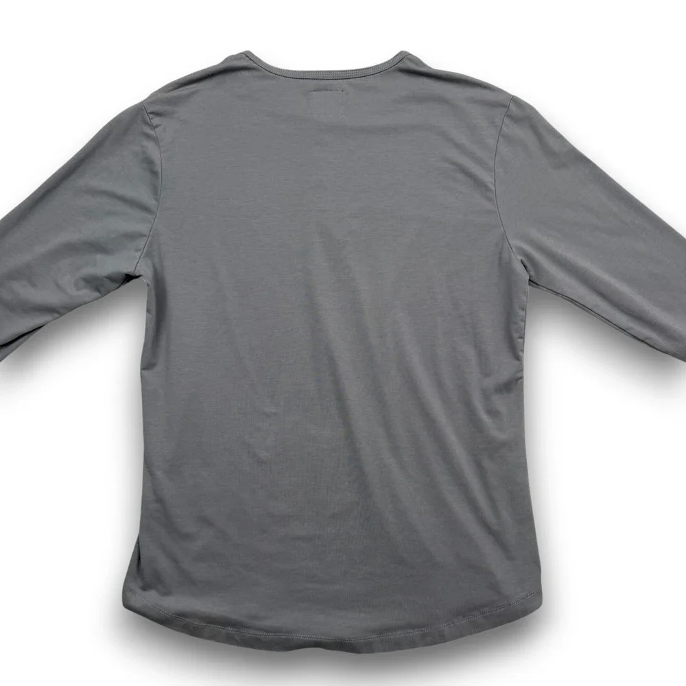 Cuts Clothing Henley Shirt M Gray Audience Curve-Hem Premium Long Sleeve Stretch